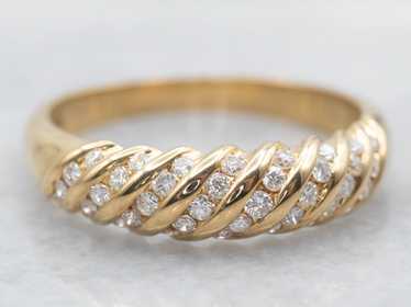 Yellow Gold Diamond Shrimp Twist Wedding Band - image 1