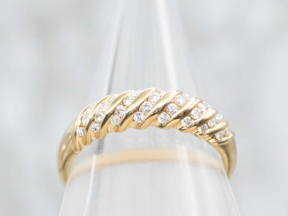 Yellow Gold Diamond Shrimp Twist Wedding Band - image 3