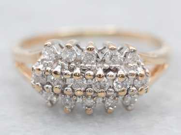 Two Tone Gold 1980's Diamond Cluster Ring - image 1