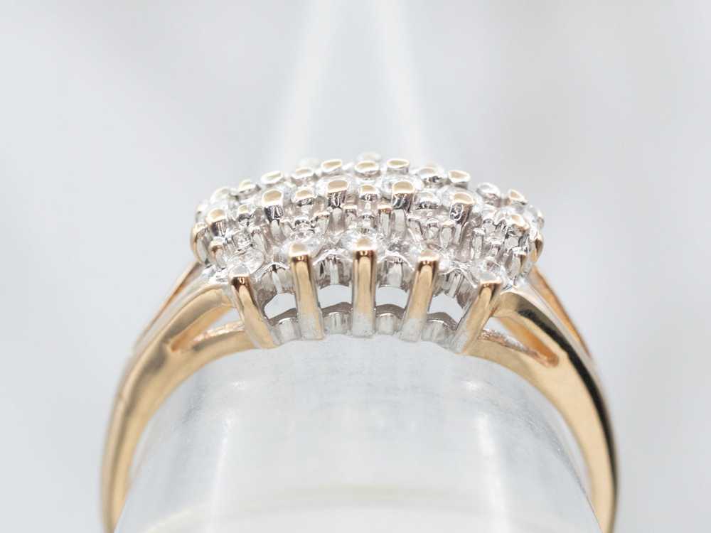 Two Tone Gold 1980's Diamond Cluster Ring - image 4