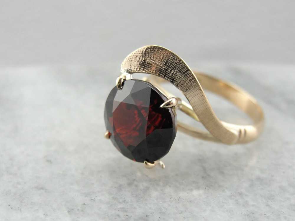 Simplistic Bypass Design Garnet Solitaire in Rosy… - image 1