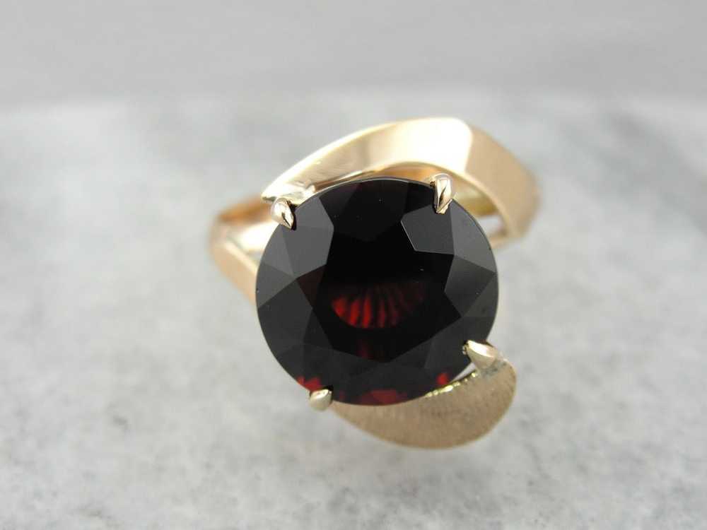 Simplistic Bypass Design Garnet Solitaire in Rosy… - image 2