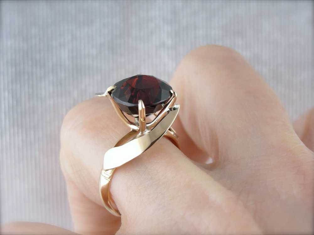 Simplistic Bypass Design Garnet Solitaire in Rosy… - image 4