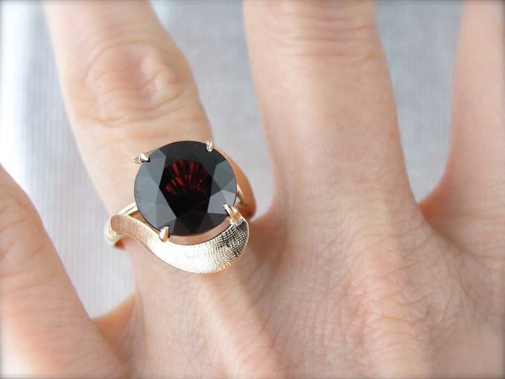 Simplistic Bypass Design Garnet Solitaire in Rosy… - image 5