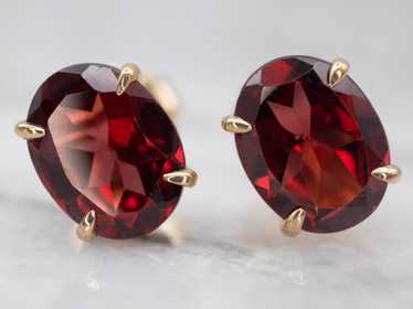 Yellow Gold Pyrope Garnet Stud Earrings - image 1