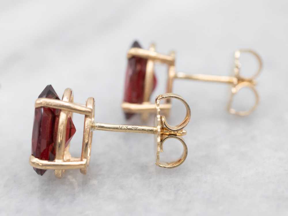 Yellow Gold Pyrope Garnet Stud Earrings - image 3