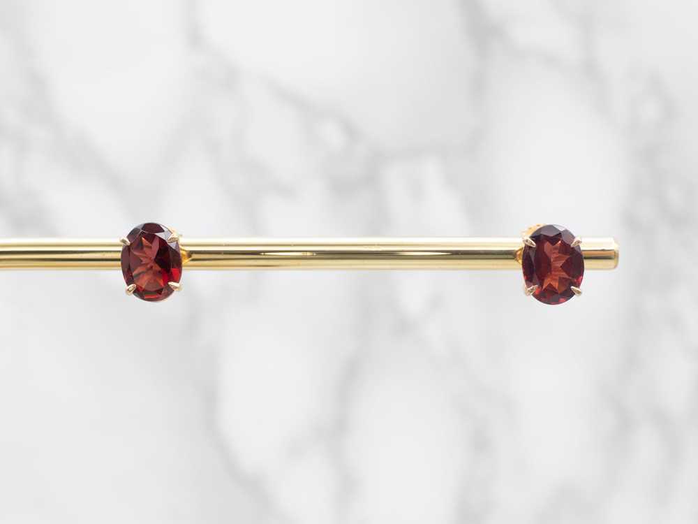 Yellow Gold Pyrope Garnet Stud Earrings - image 5