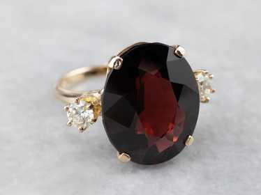 Three Stone Garnet and Diamond Ring - image 1