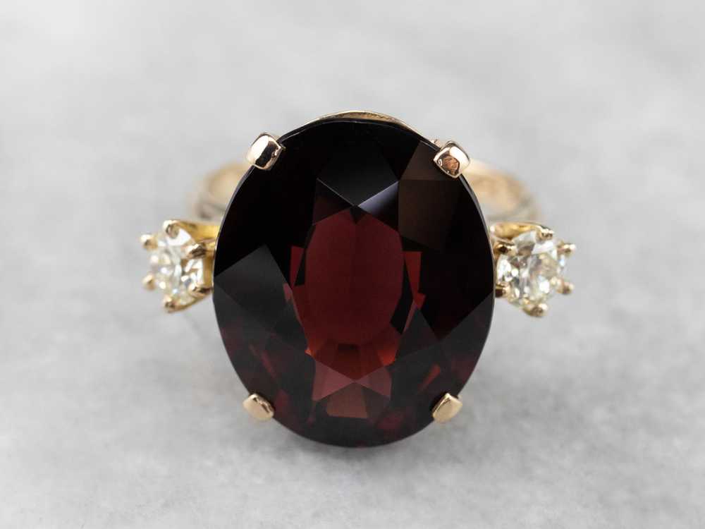 Three Stone Garnet and Diamond Ring - image 2