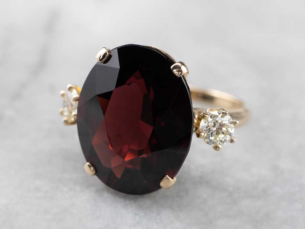 Three Stone Garnet and Diamond Ring - image 3