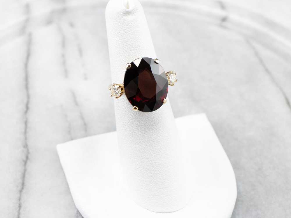 Three Stone Garnet and Diamond Ring - image 7