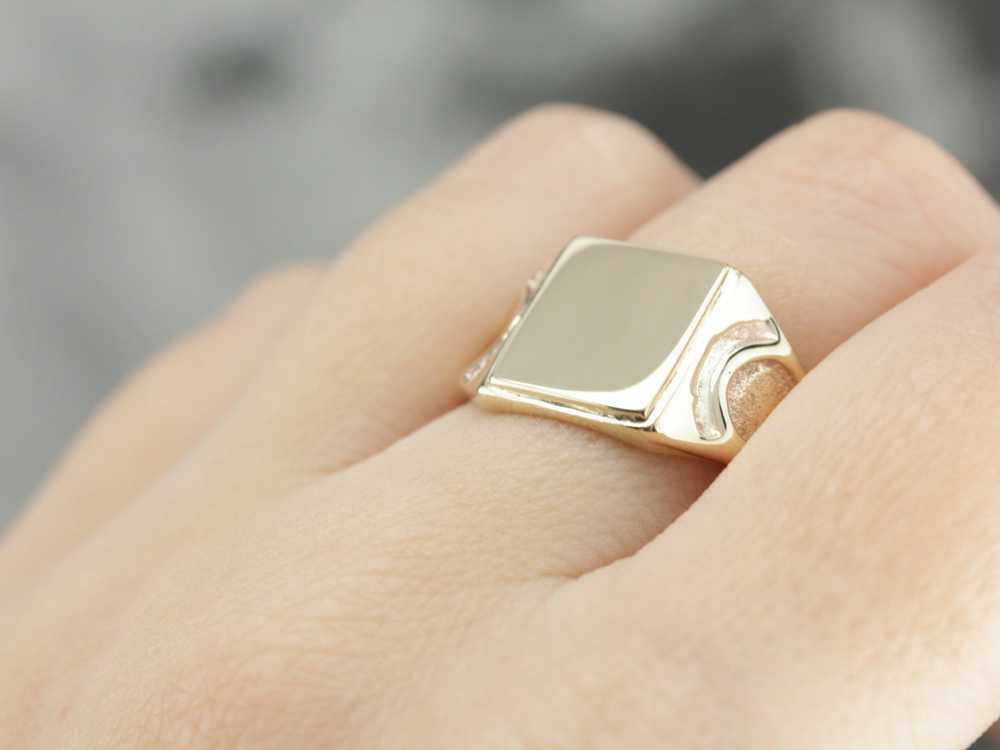 Yellow Gold Signet Ring - image 5