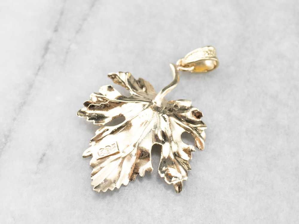 Yellow Gold Ruby Grape Leaf Pendant - image 5