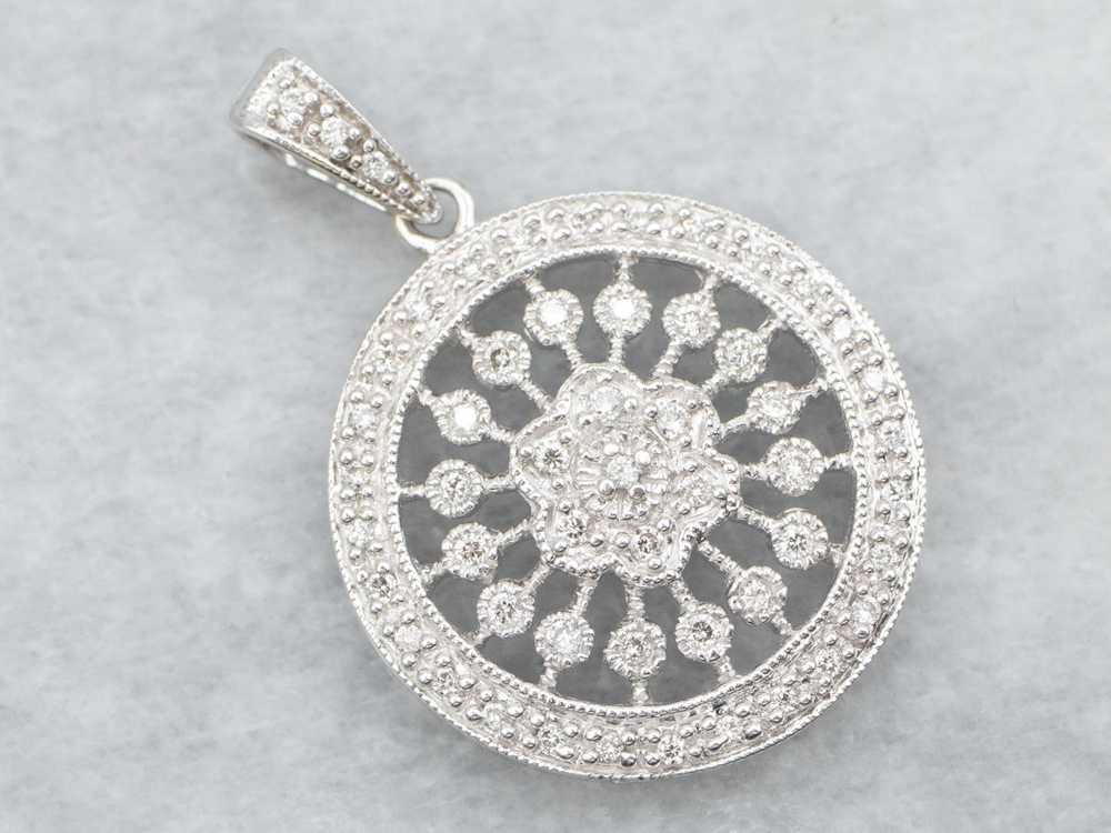 Floral Filigree Diamond Pendant - image 1