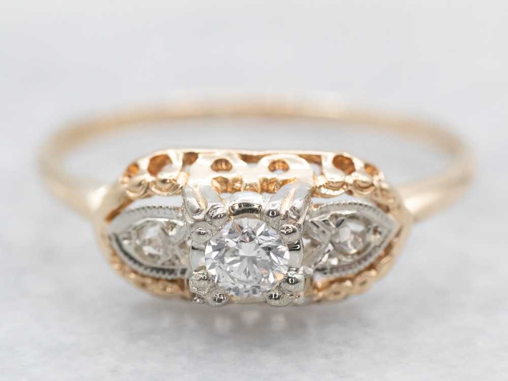 Retro Era Diamond Sweetheart Engagement Ring - image 1