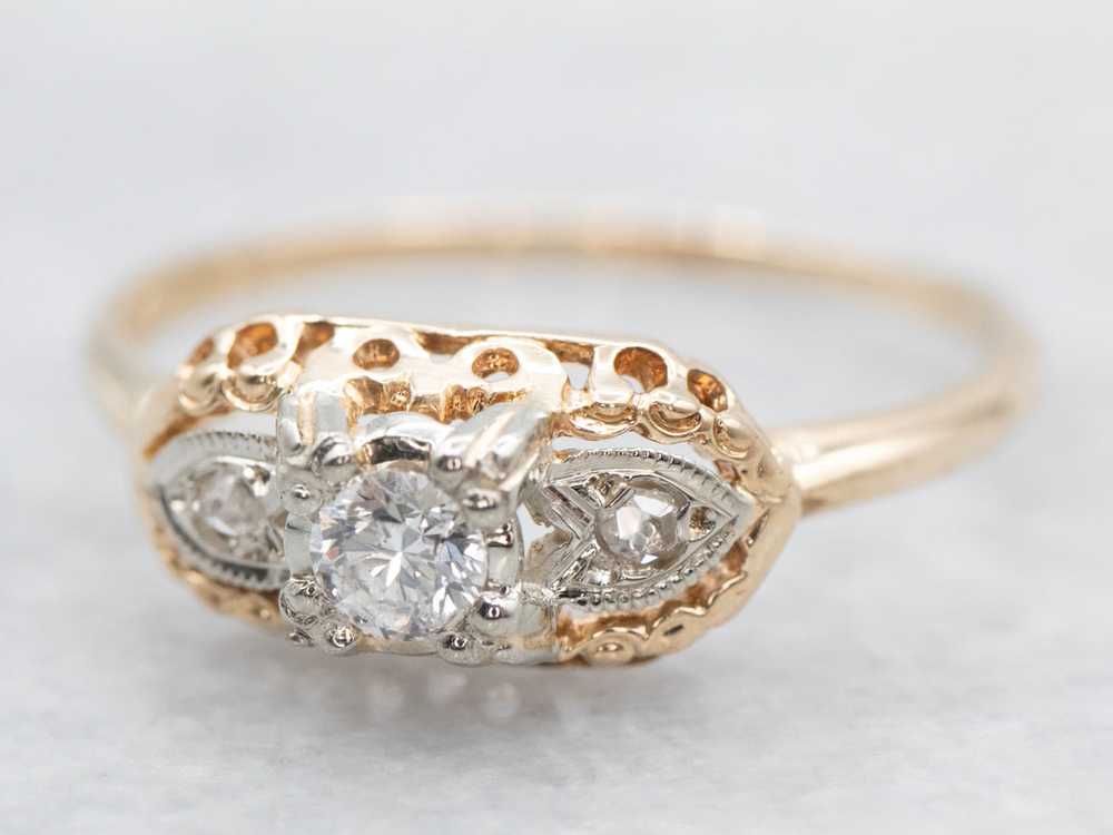 Retro Era Diamond Sweetheart Engagement Ring - image 2