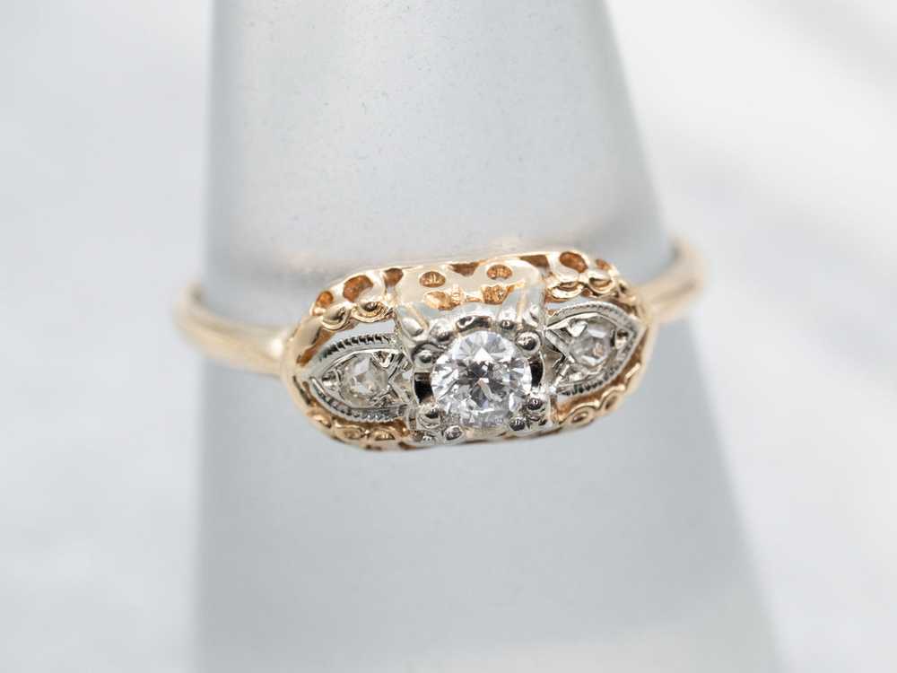 Retro Era Diamond Sweetheart Engagement Ring - image 3