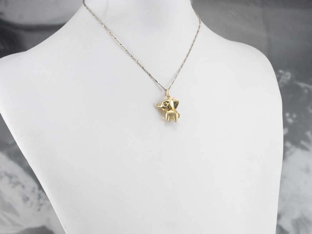 Puffy Gold Elephant Charm Pendant - image 10