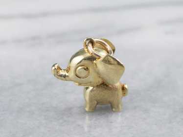 Puffy Gold Elephant Charm Pendant - image 1