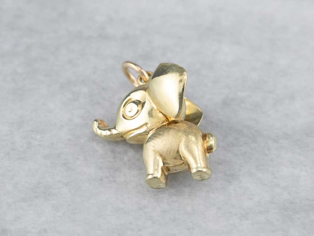 Puffy Gold Elephant Charm Pendant - image 2