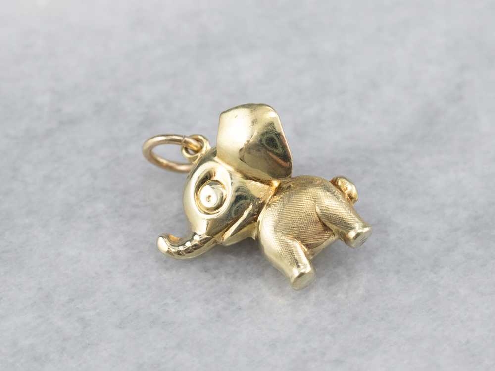 Puffy Gold Elephant Charm Pendant - image 3