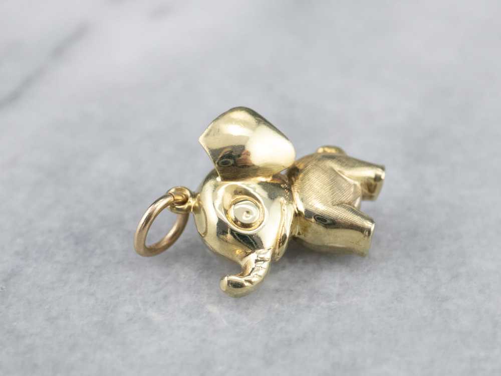 Puffy Gold Elephant Charm Pendant - image 4