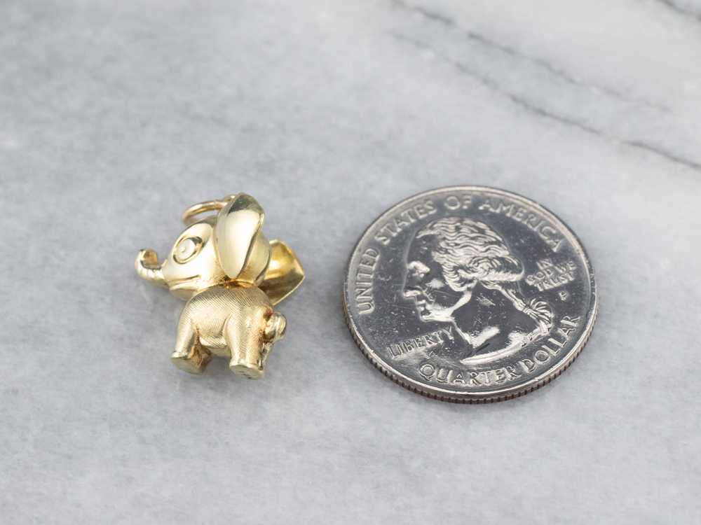 Puffy Gold Elephant Charm Pendant - image 7