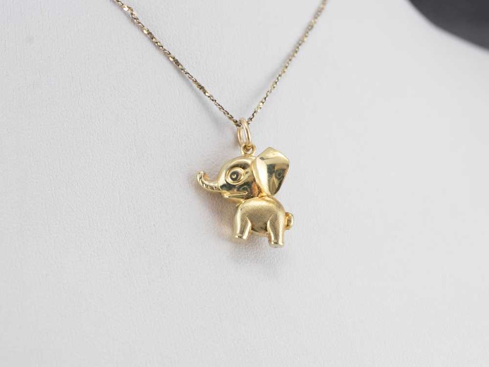 Puffy Gold Elephant Charm Pendant - image 8