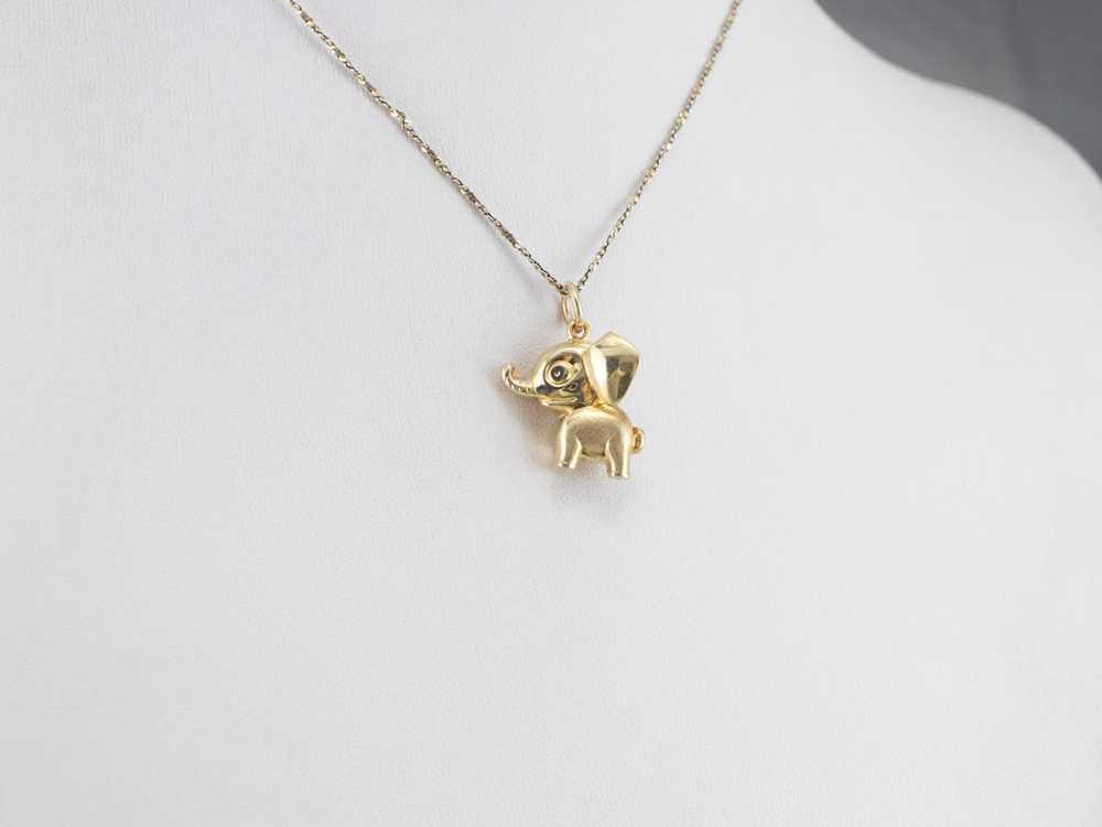 Puffy Gold Elephant Charm Pendant - image 9