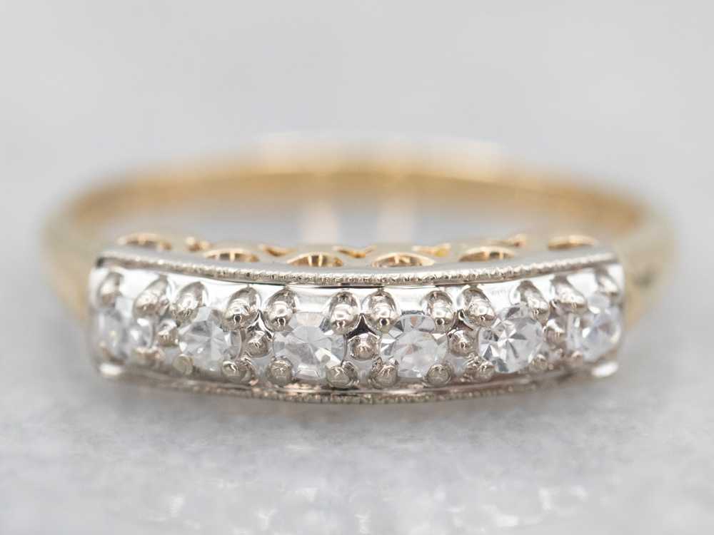 Two Tone Diamond Wedding Band - image 2