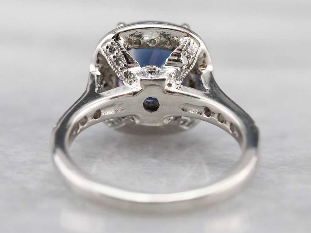 Cushion Cut Sapphire and Diamond Halo Ring - image 3