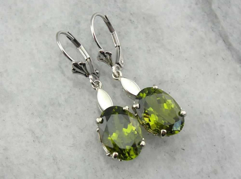 Most Olive: Deep Green Peridot Drop Earrings - image 1