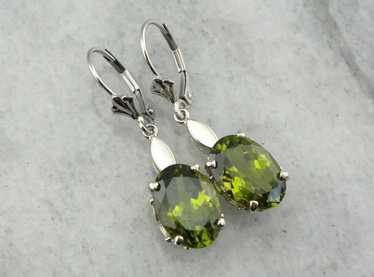 Most Olive: Deep Green Peridot Drop Earrings - image 1