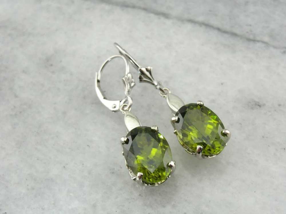 Most Olive: Deep Green Peridot Drop Earrings - image 2