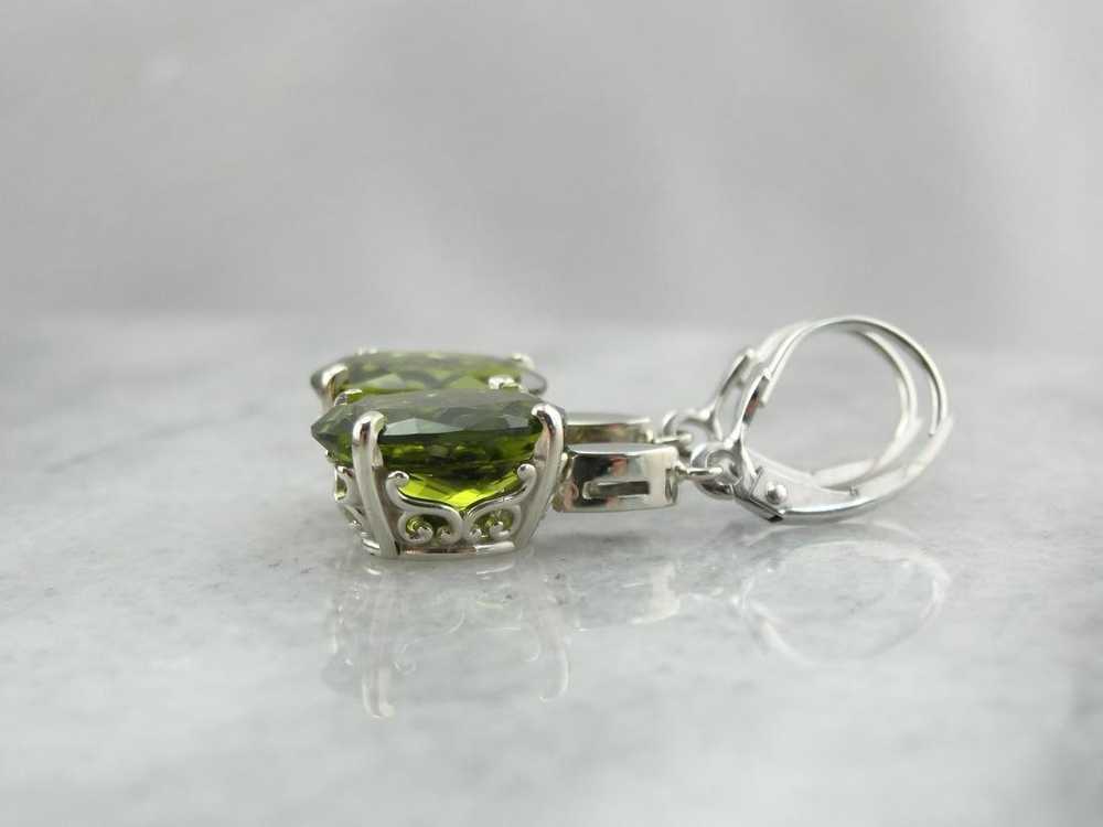 Most Olive: Deep Green Peridot Drop Earrings - image 3