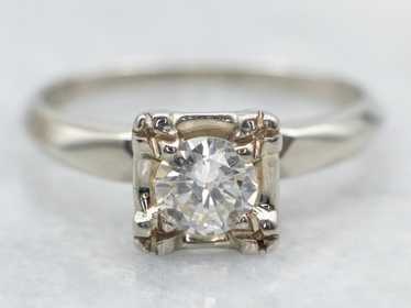 Vintage Diamond Solitaire Engagement Ring - image 1