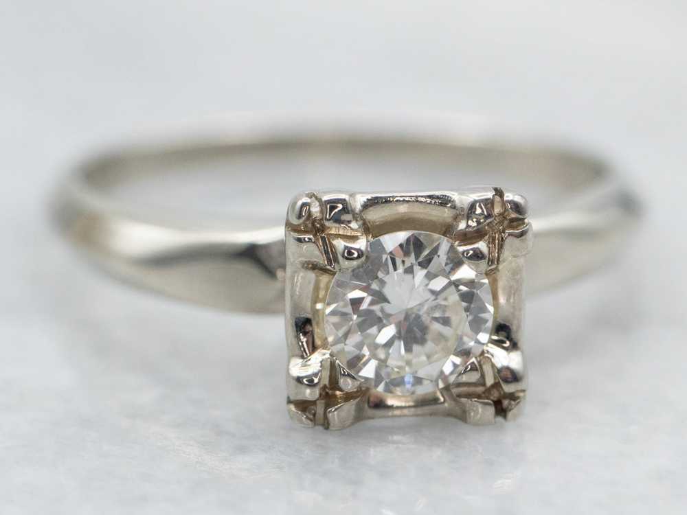 Vintage Diamond Solitaire Engagement Ring - image 2