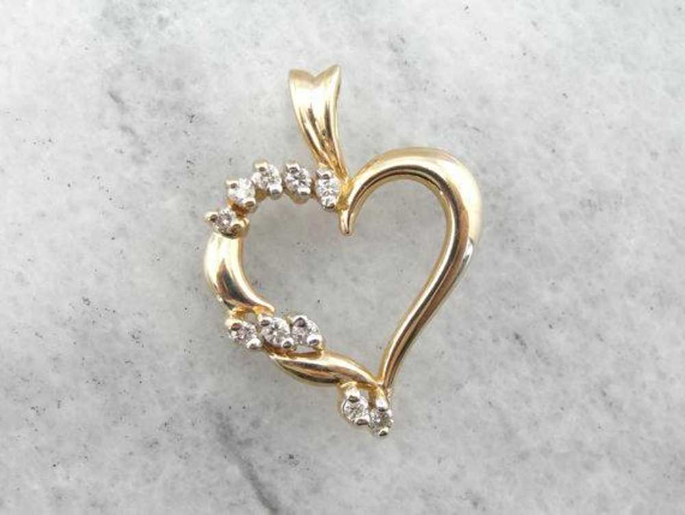 Diamond Heart Pendant in Yellow Gold - image 1