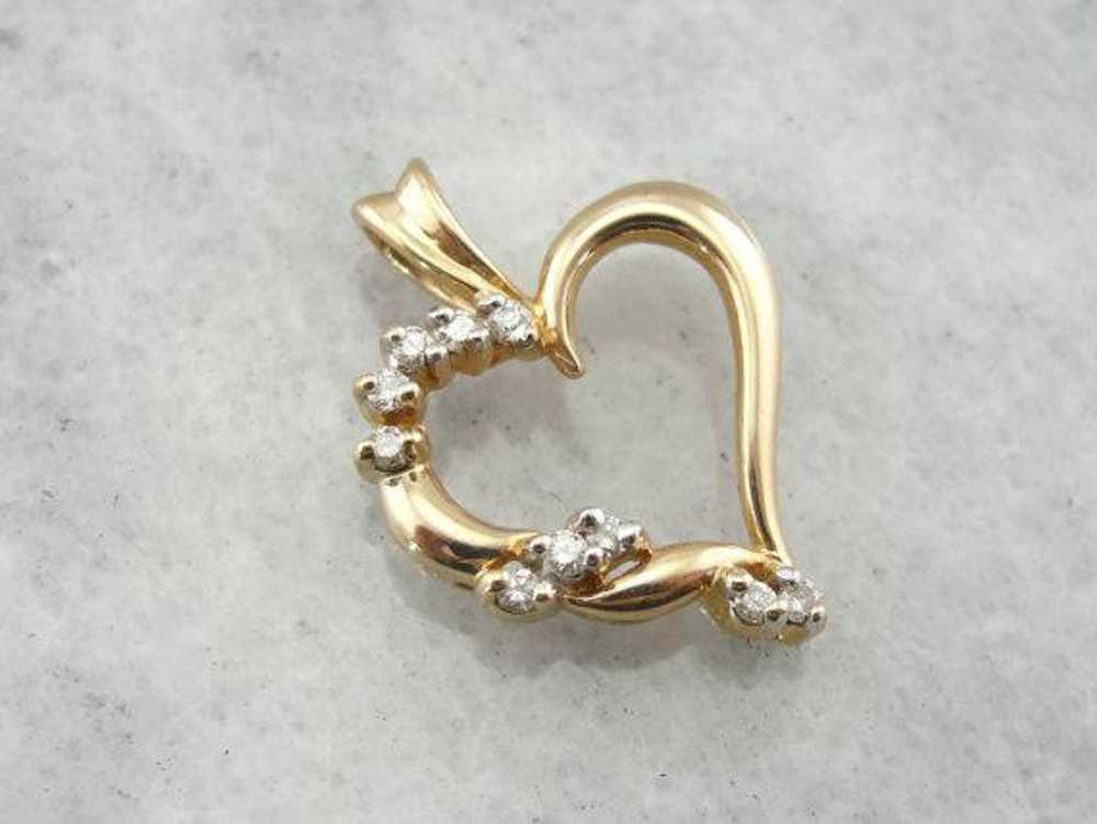 Diamond Heart Pendant in Yellow Gold - image 4