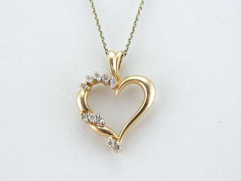 Diamond Heart Pendant in Yellow Gold - image 5