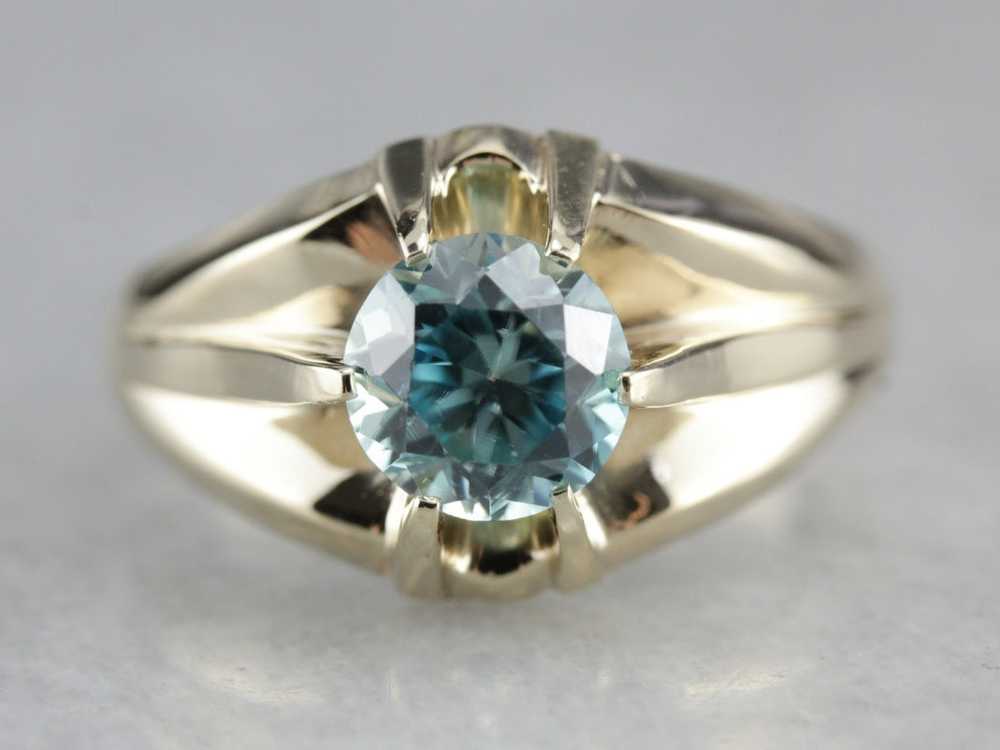 Men's Blue Zircon Solitaire Ring - image 1