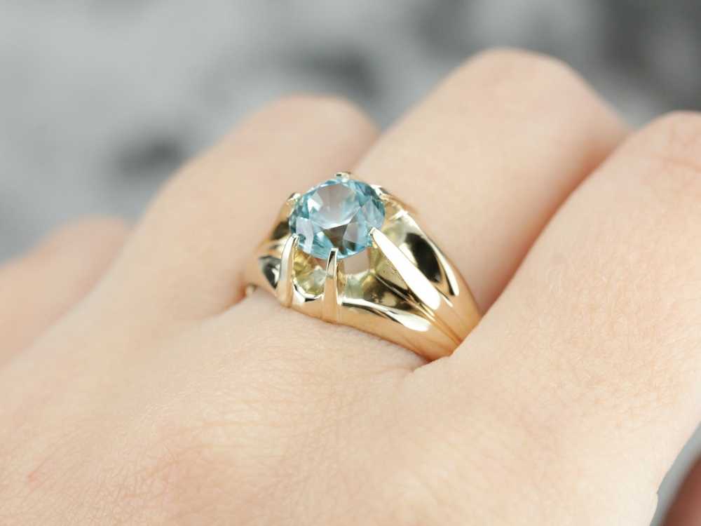 Men's Blue Zircon Solitaire Ring - image 5