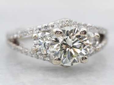 Modern Large Round Brilliant Diamond Engagement R… - image 1