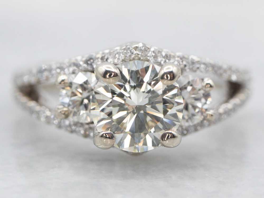 Modern Large Round Brilliant Diamond Engagement R… - image 2