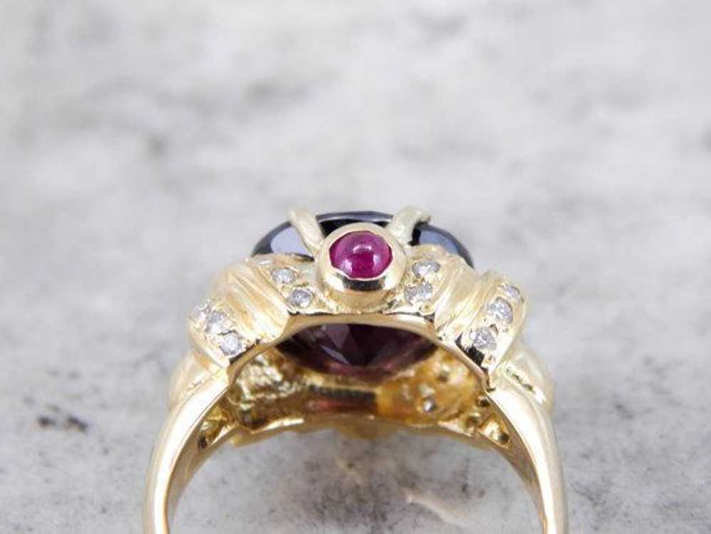 Modern Crisscross Ruby and Red Zircon Cocktail Ri… - image 3