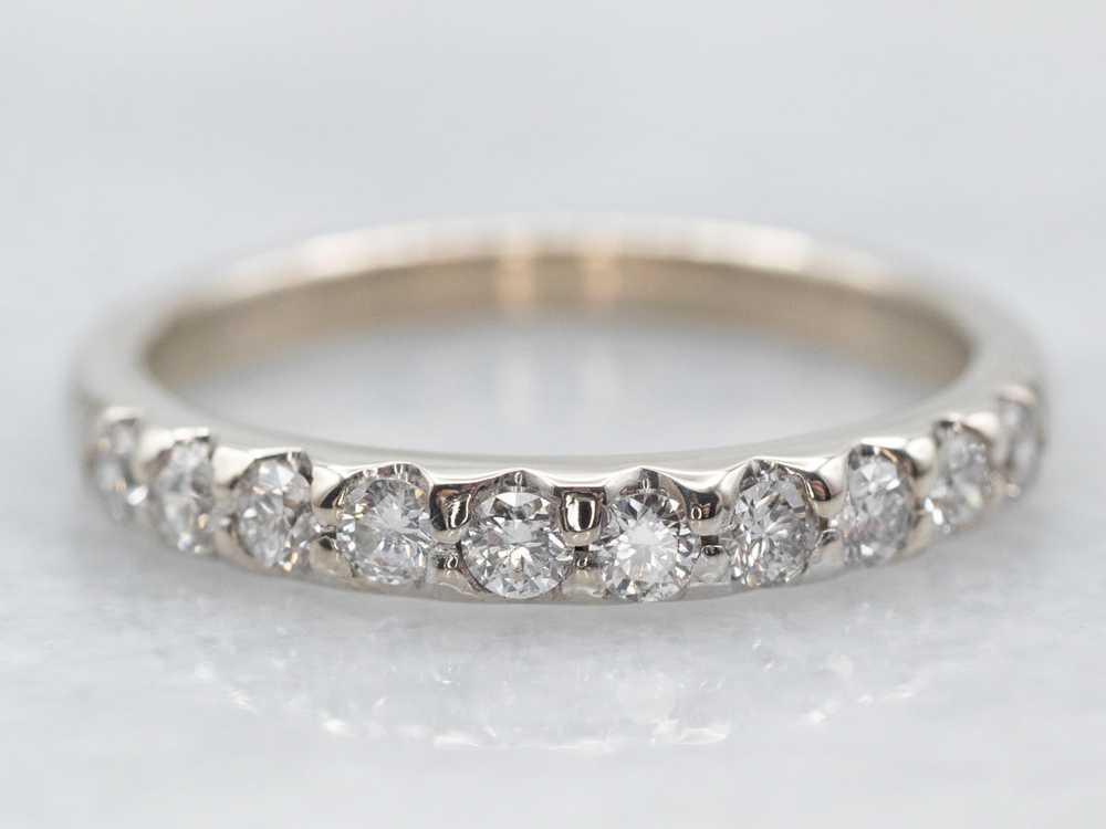 White Gold Pave Set Diamond Wedding Band - image 1