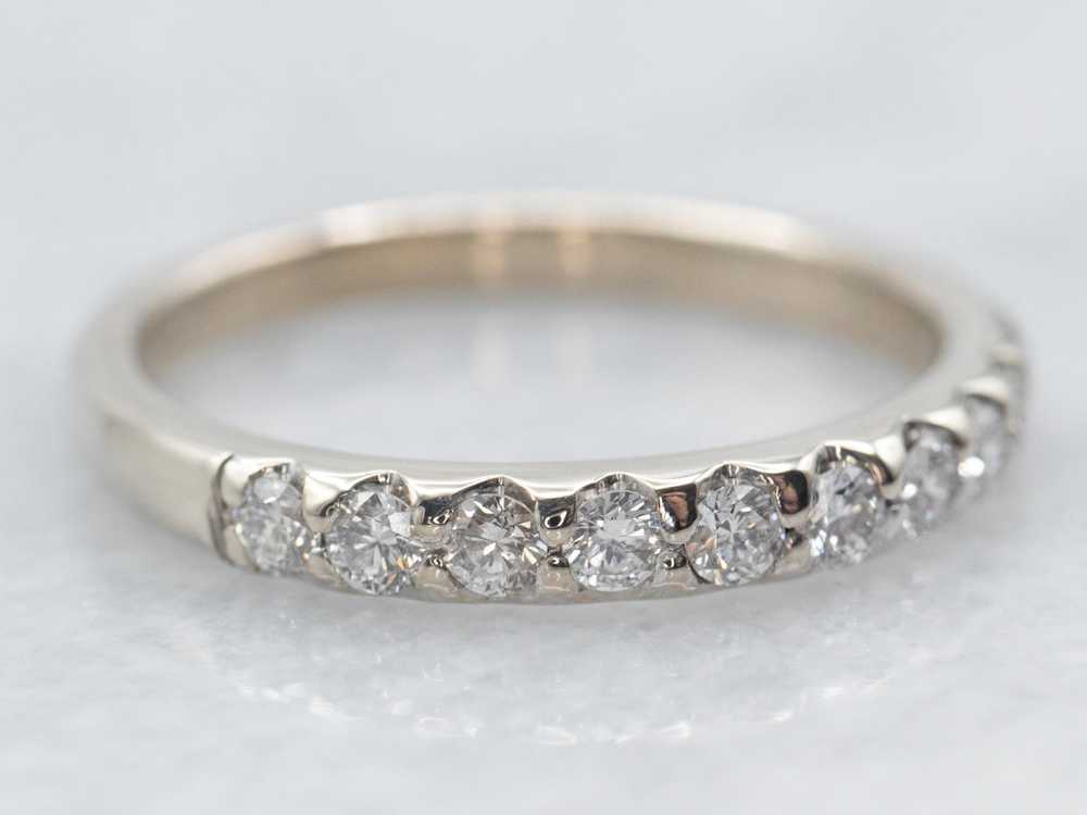 White Gold Pave Set Diamond Wedding Band - image 2