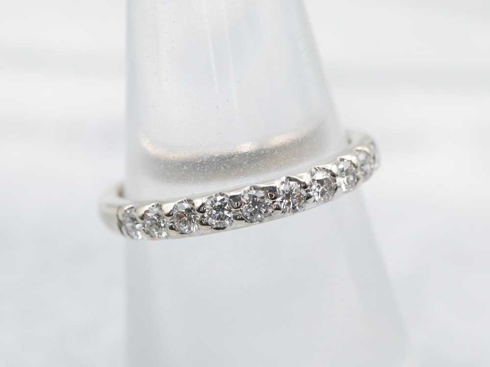 White Gold Pave Set Diamond Wedding Band - image 3