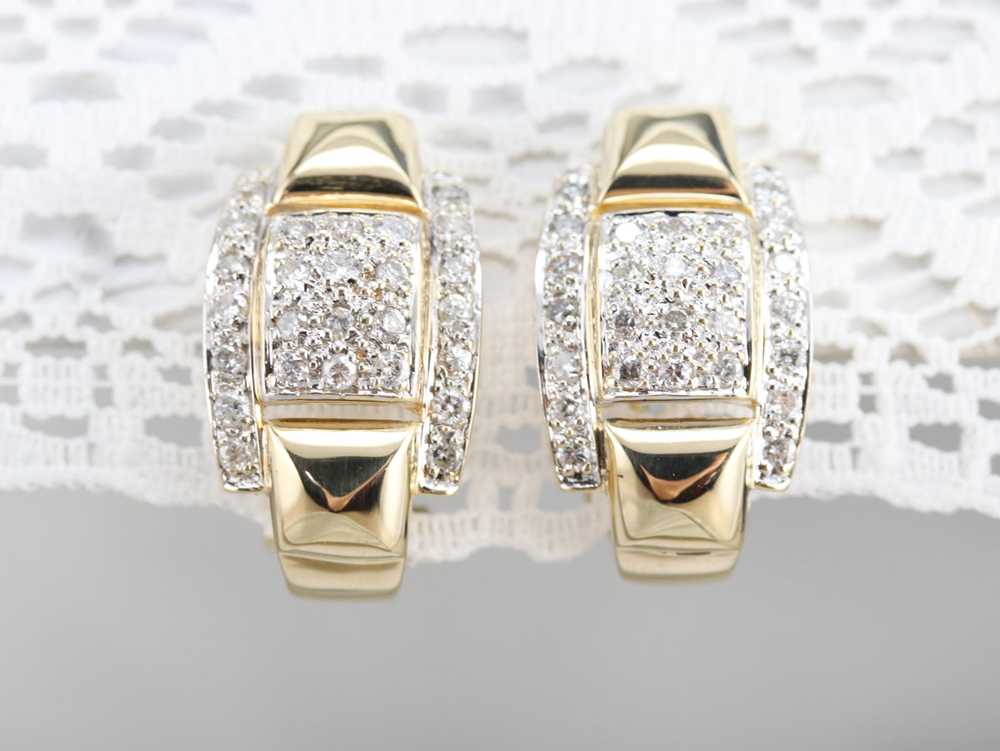 Diamond Huggy Back Hoop Earrings - image 4