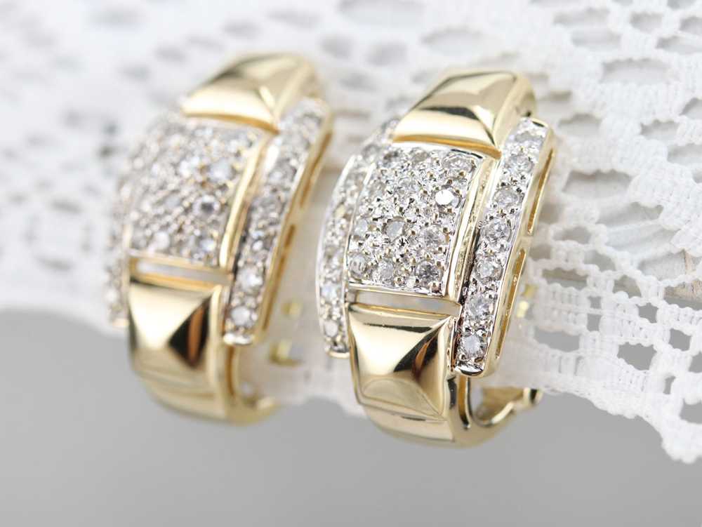 Diamond Huggy Back Hoop Earrings - image 5